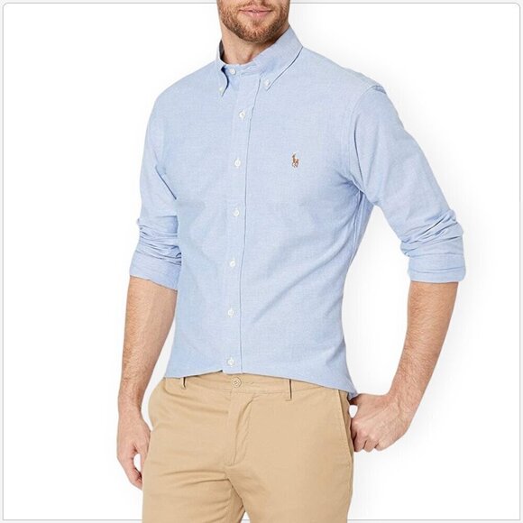 Ralph Lauren Polo Chambray Slim Fit Oxford Shirt Button Front Logo NWT 4XB 4XL - Picture 1 of 5